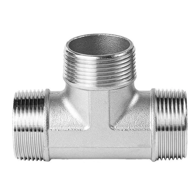 BSP Neoksidebla Ŝtalo Ina Threaded Tee por Plumbing