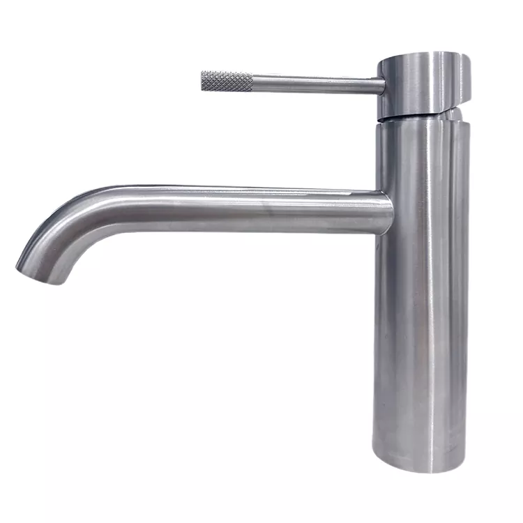 Etendita Kurba Spout Knurled Tenilo Varma Kaj Malvarma Baseno Faucet