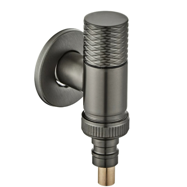 Pafilo Griza Knurled Tenilo Akvo Halto Angle Valvo