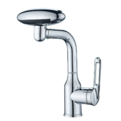 Spegulo Arĝenta Supra Spray Basen Faucet